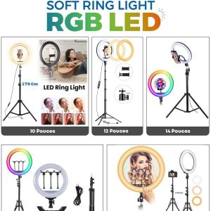 ring light led avec trépied réglable – Éclairage professionnel pour vidéo, photo et tiktok