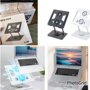 support rotatif 360° pour ordinateur, tablette et livre – pliable avec ventilateurs de refroidissement