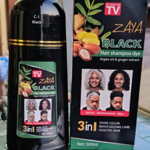 shampooing colorant zaya black 3 en 1 – noircit, nourrit et hydrate (500 ml)