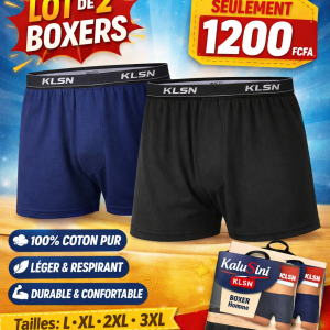 boxer homme kalusini (klsn) – coton pur confortable (lot de 2)