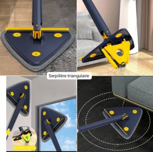 Serpillère triangulaire rotative multi-angles – Nettoyage facile et rapide