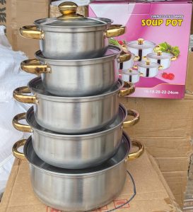 Ensemble Casseroles de Table – Série de 5 Pièces avec Couvercles Vitrés