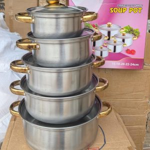 ensemble casseroles de table – série de 5 pièces avec couvercles vitrés