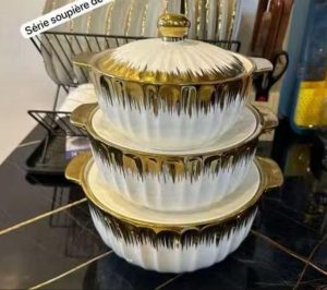 Lot de 3 Séries de Bols en Porcelaine Premium avec Contour Doré – Élégance Chic & Résistante