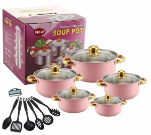 Ensemble de 10 Casseroles de Table avec Lot de 6 Louches en Plastique – Set Complet Cuisine & Service